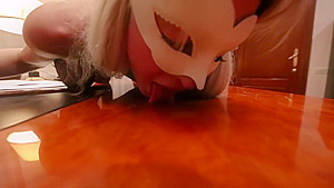 18 years old secretary tears her little ass up for a promotion