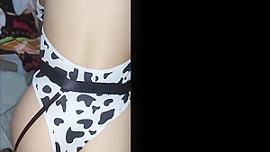 18-year-old teen 18+ Girl Dancing Dembow In Hot Cow Costume Lets Me Record Her While She Dances