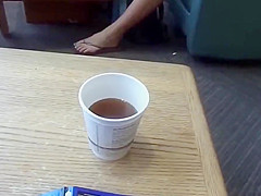 (2): cute blonde's feet at library 