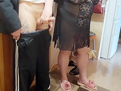 A Friend Came To Visit And I Jerk Off His Cock