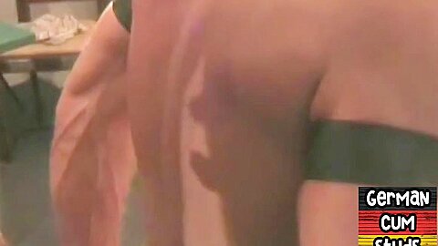 Amateur German hunk rims and rides in 3some homemade action