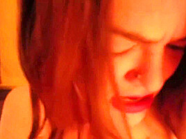 Amateur Redhead Puts Red Lipstick On Puffy Nipples Gives Sloppy Blowjob And Gets Fucked Doggystyle