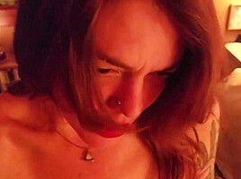 Amateur Redhead Puts Red Lipstick On Puffy Nipples Gives Sloppy Blowjob And Gets Fucked Doggystyle