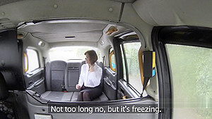 Amateur in stockings bent over fucked in fake taxi
