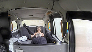 Amateur in stockings bent over fucked in fake taxi