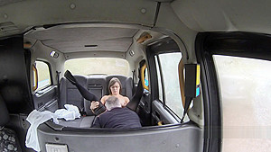 Amateur in stockings bent over fucked in fake taxi
