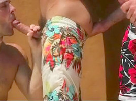Amazing looking sword swallowers in a threesome