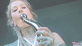 Anuskatzz Shoves A Stainless Steel Dildo Up Her Ass