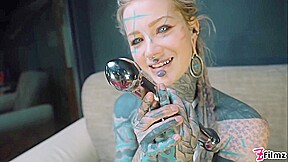 Anuskatzz Shoves A Stainless Steel Dildo Up Her Ass