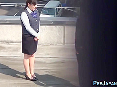 Asian Lady Pisses Herself