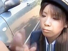 Asian Police Person Momo Gives Arousing Blowjob In Public