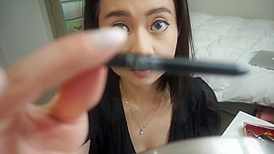 Asian american sucking and fucking pov