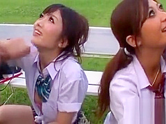 Asian with big tits and great wazoo gets banged outdoors