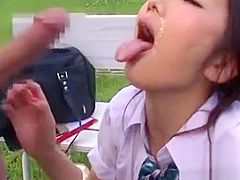 Asian with big tits and great wazoo gets banged outdoors