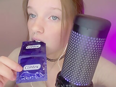 Asmr Vulgar Girl With Freckles Plays With A Condom In Her Mouth Wet Sound (brunette With Freckles)