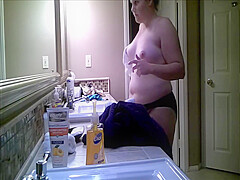 BBW Changing in the Bathroom