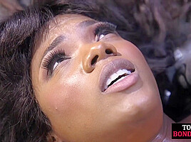 BDSM Ebony suffers feet and pussy lesson by her CMNF master