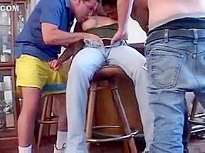 Babe sucks two hard cocks
