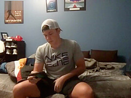 Baseball jock jerking off and humping the bed