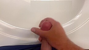 Bathroom jerk off in blue boxers