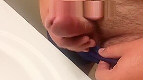 Bathroom jerk off in blue boxers
