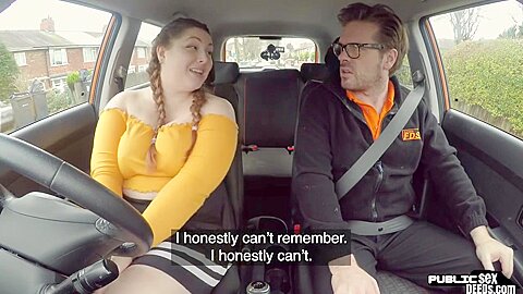 Bbw Amateur Slut Fucked Outdoor In Car By Driving Instructor