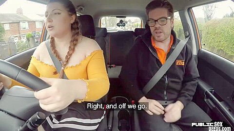 Bbw Amateur Slut Fucked Outdoor In Car By Driving Instructor
