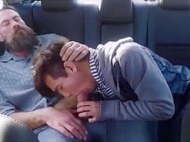 Bearded Hung Step daddy Barebacks a Twink in the back of the car