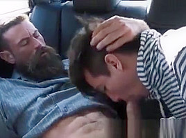 Bearded Hung Step daddy Barebacks a Twink in the back of the car