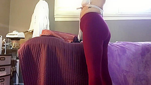 Big Booty in Yoga Pants Leggings Showing Off Sexy Bikini Top Gets Topless