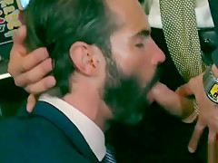 Big dick gay threesome with cumshot