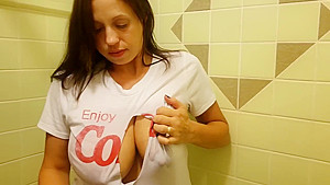 Big tits, long nipples and wet tshirt ripped off in the shower  Soapy boobs
