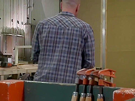 Big titted blonde, Avy Scott is getting hammered in the workshop after sucking her neighbors dick