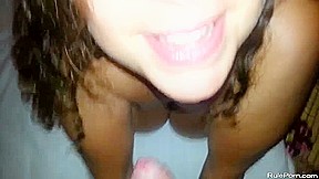 Big titted natural babe gives a head