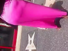 Black Milf In Pink Dress Showing Thong