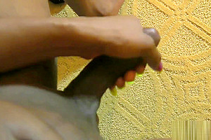 Black Transgender Amateur Stroking Her Shaft