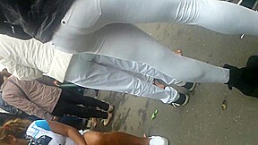 Black milf in white tights - Dat bubble arse
