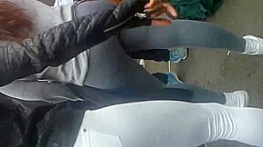Black milf in white tights - Dat bubble arse