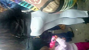 Black milf in white tights - Dat bubble arse