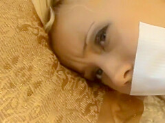 Blonde Hogtied On Couch