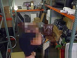 Blonde Milf Sucking Off Owner Of Pawn Shop In Back Room