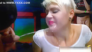 Blonde Sluts Enjoying Golden Shower At Bukkake Party