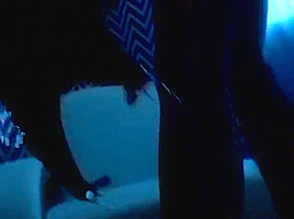 Blonde Wearing Fishnet Likes Fucking Her Pussy While Dude Fucking Her From The Ass
