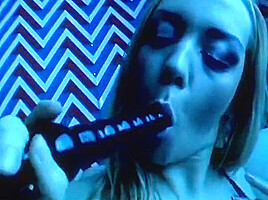 Blonde Wearing Fishnet Likes Fucking Her Pussy While Dude Fucking Her From The Ass