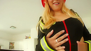 Blonde firefighter takes a big cock in her pussy