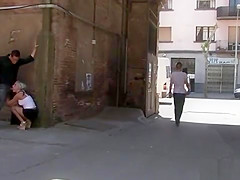Blonde slut fucking under bridge