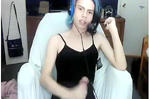 Blue Hair Femboy Cums