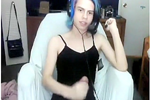 Blue Hair Femboy Cums