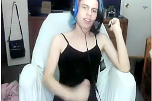 Blue Hair Femboy Cums