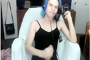 Blue Hair Femboy Cums